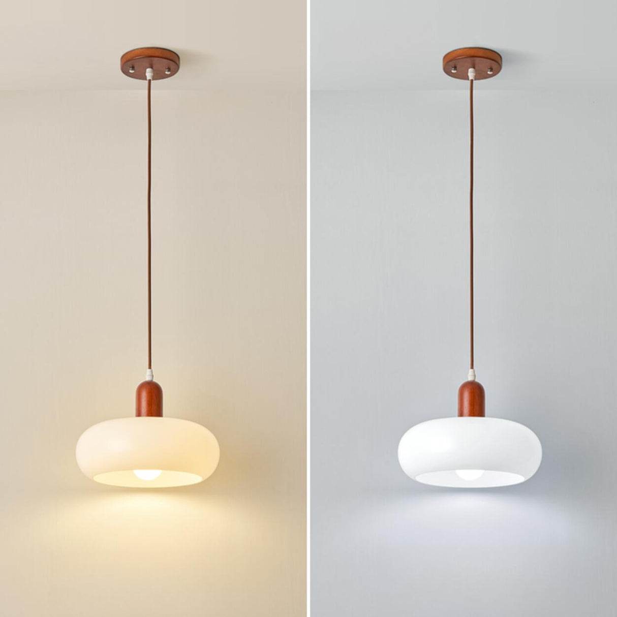 Modern Drum White Ribbed Glass Ceiling Pendant Light Image - 7