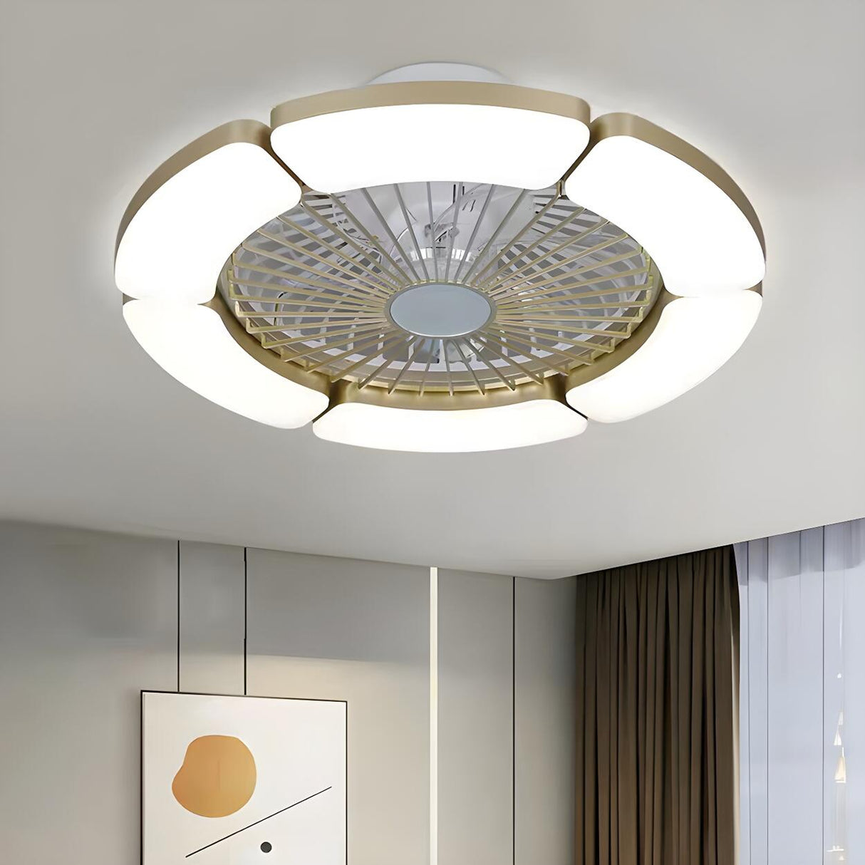 Modern Elegant Bladeless Flower Ceiling Fan with Light Image - 16