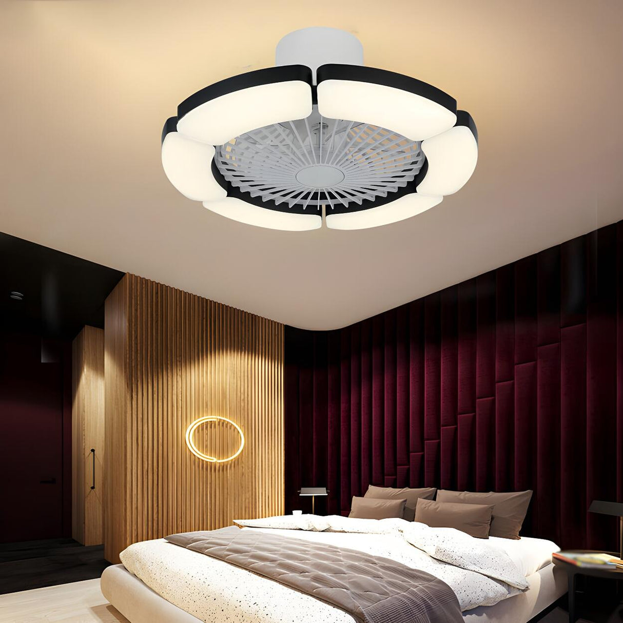 Modern Elegant Bladeless Flower Ceiling Fan with Light Image - 5