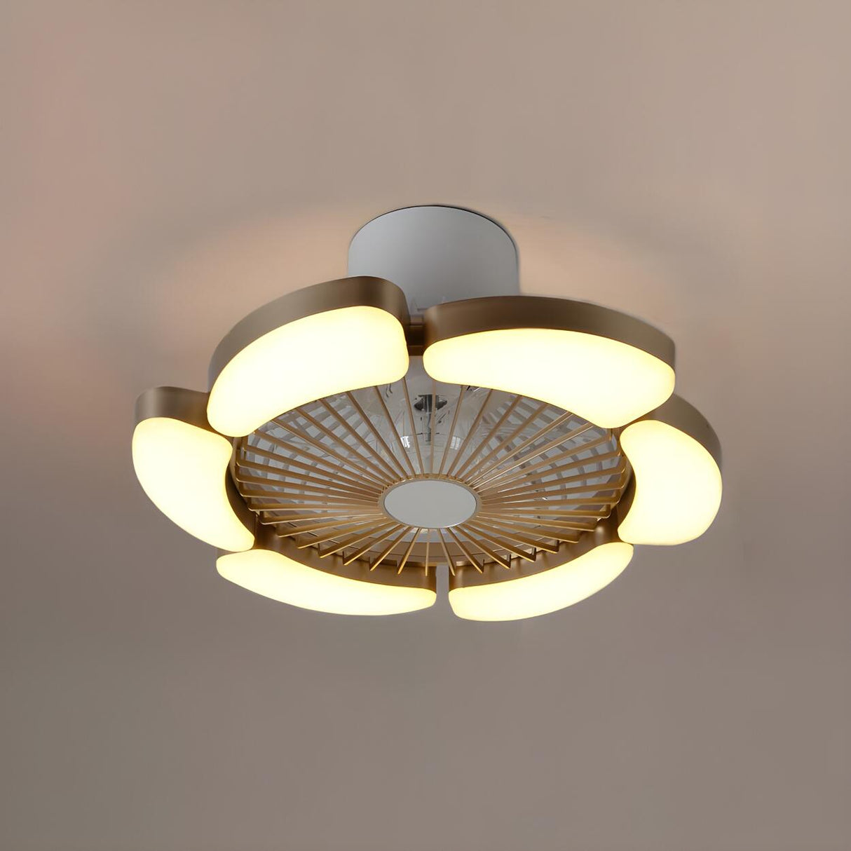 Modern Elegant Bladeless Flower Ceiling Fan with Light Image - 8