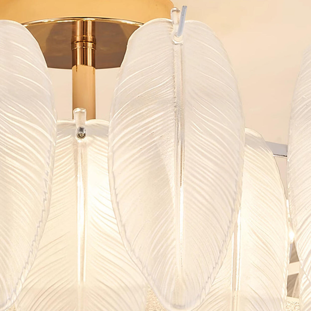 Modern Elegant Feather Semi-Flush Mount Ceiling Light Image - 10