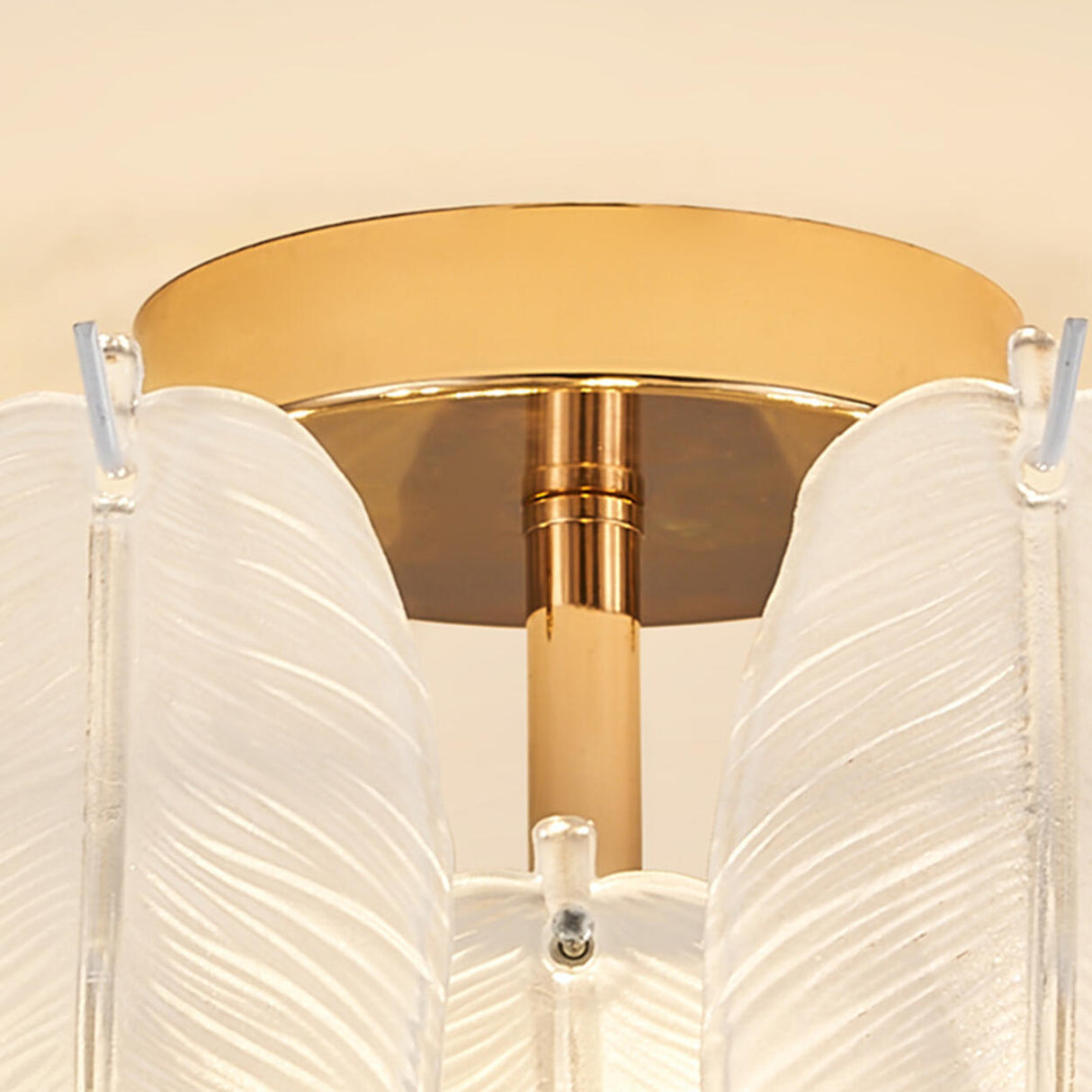 Modern Elegant Feather Semi-Flush Mount Ceiling Light Image - 12