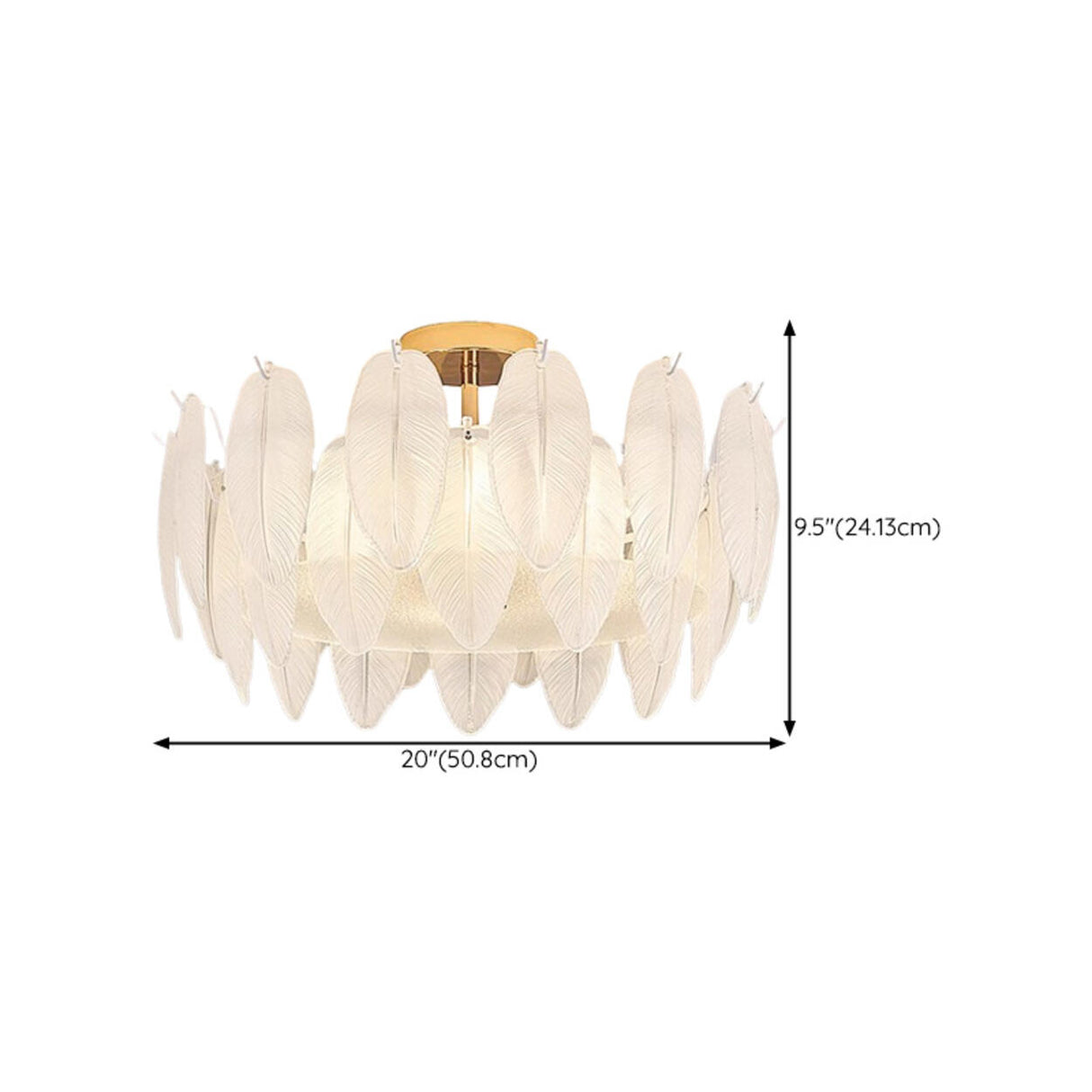 Modern Elegant Feather Semi-Flush Mount Ceiling Light 