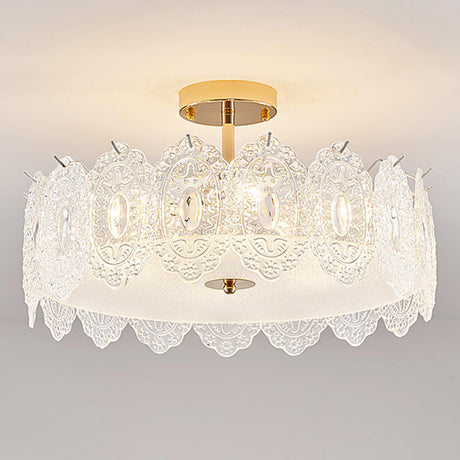 Modern Elegant Feather Semi-Flush Mount Ceiling Light Image - 2