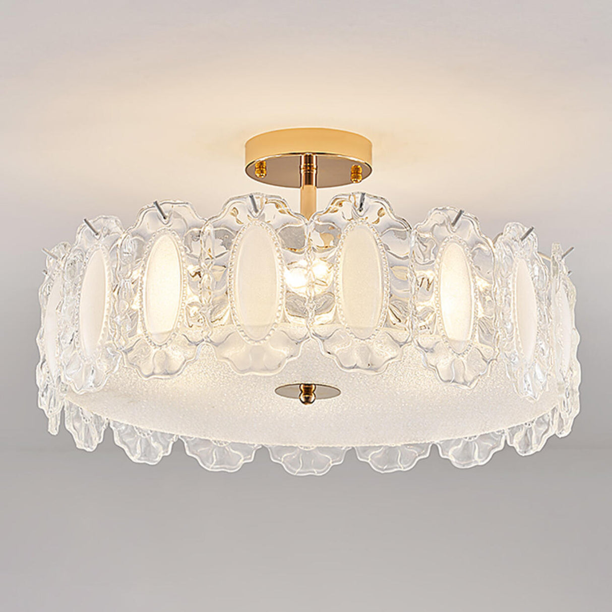 Modern Elegant Feather Semi-Flush Mount Ceiling Light Image - 3