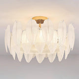 Modern Elegant Feather Semi-Flush Mount Ceiling Light Image - 5