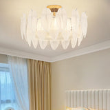 Modern Elegant Feather Semi-Flush Mount Ceiling Light Image - 6