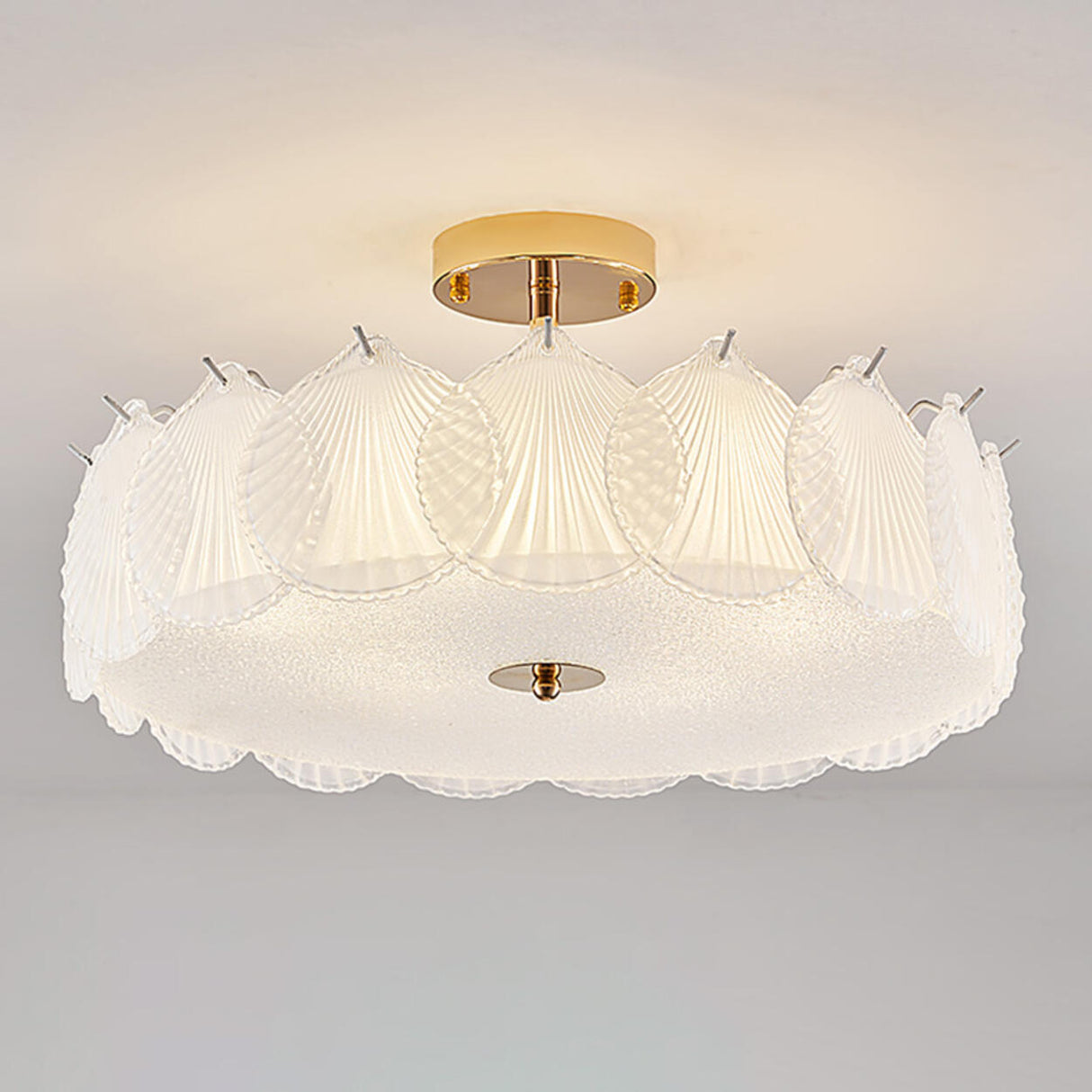 Modern Elegant Feather Semi-Flush Mount Ceiling Light Image - 7