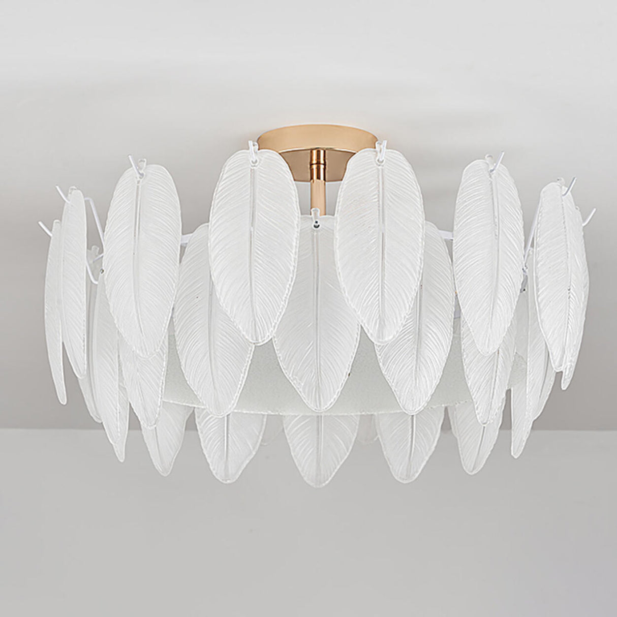 Modern Elegant Feather Semi-Flush Mount Ceiling Light Image - 9