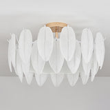 Modern Elegant Feather Semi-Flush Mount Ceiling Light Image - 9