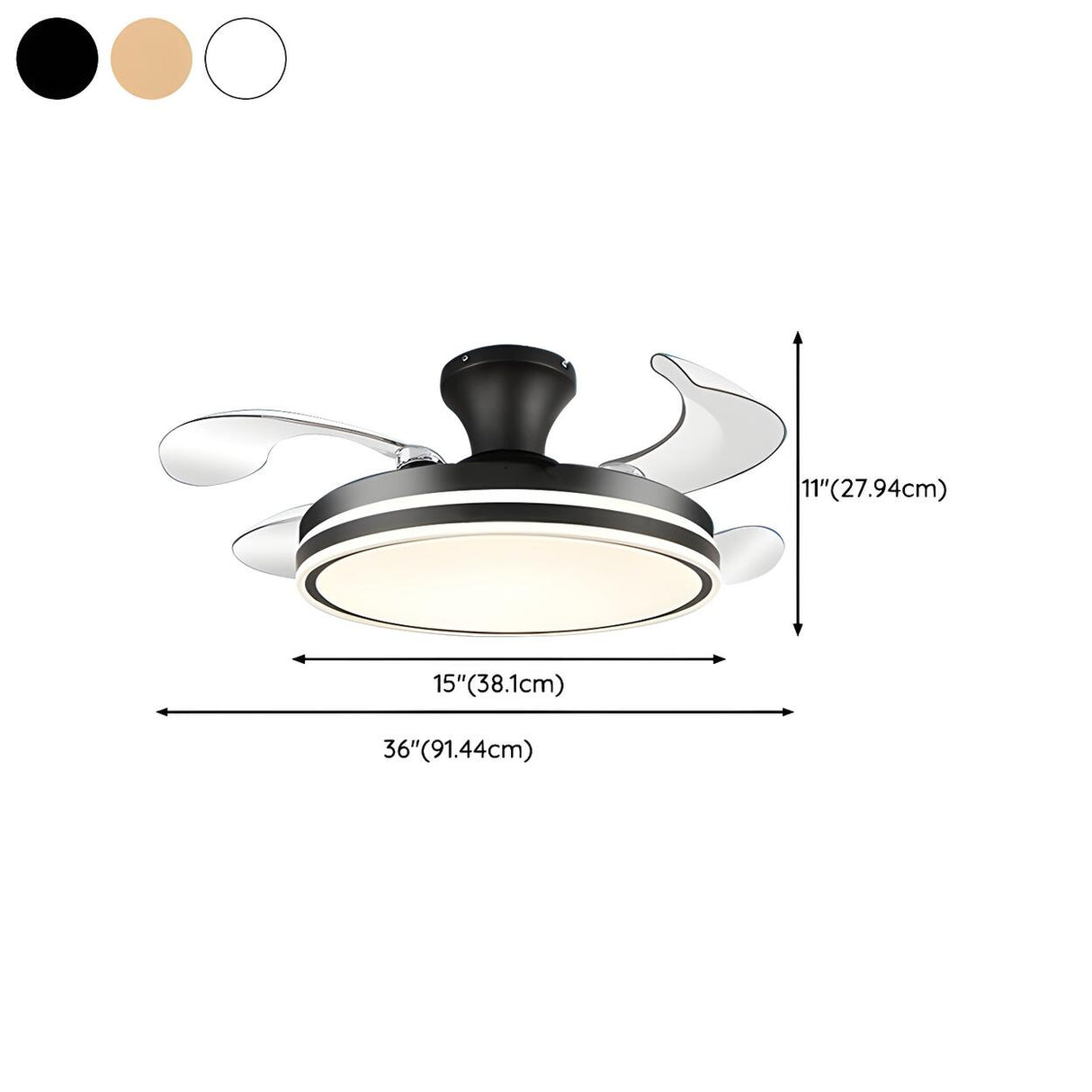 Modern Elegant Finish Round LED Ceiling Fan with Light Image - 20
