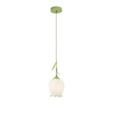 Modern Elegant Floral White Glass Pendant Light Image - 10
