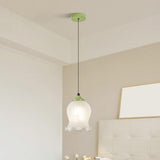 Modern Elegant Floral White Glass Pendant Light Image - 11