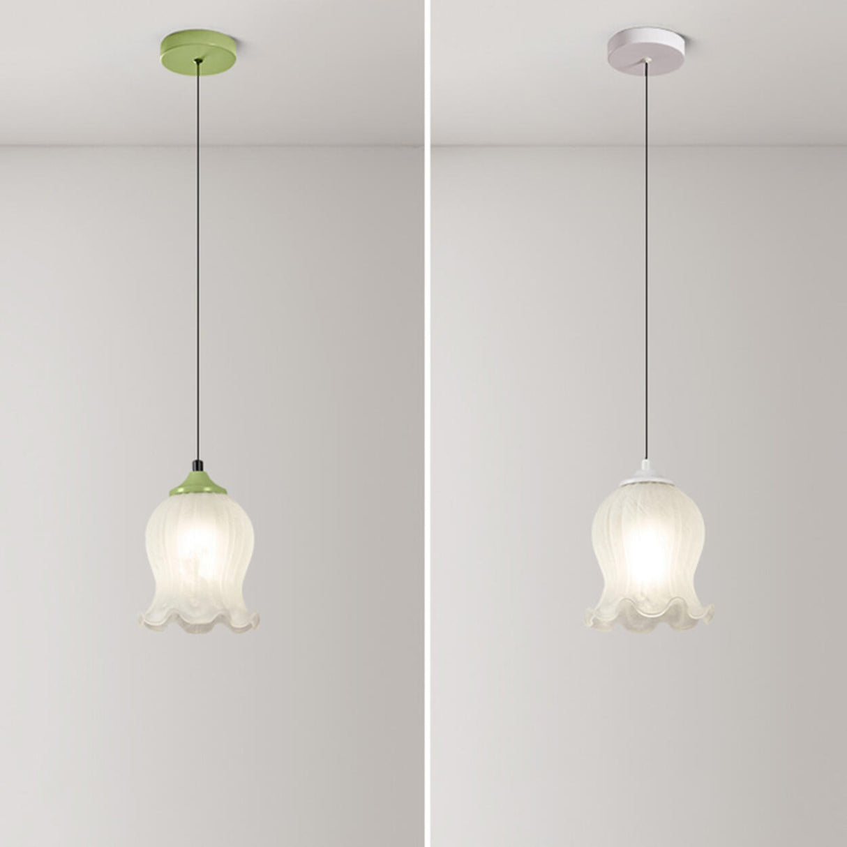 Modern Elegant Floral White Glass Pendant Light Image - 13