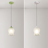 Modern Elegant Floral White Glass Pendant Light Image - 13