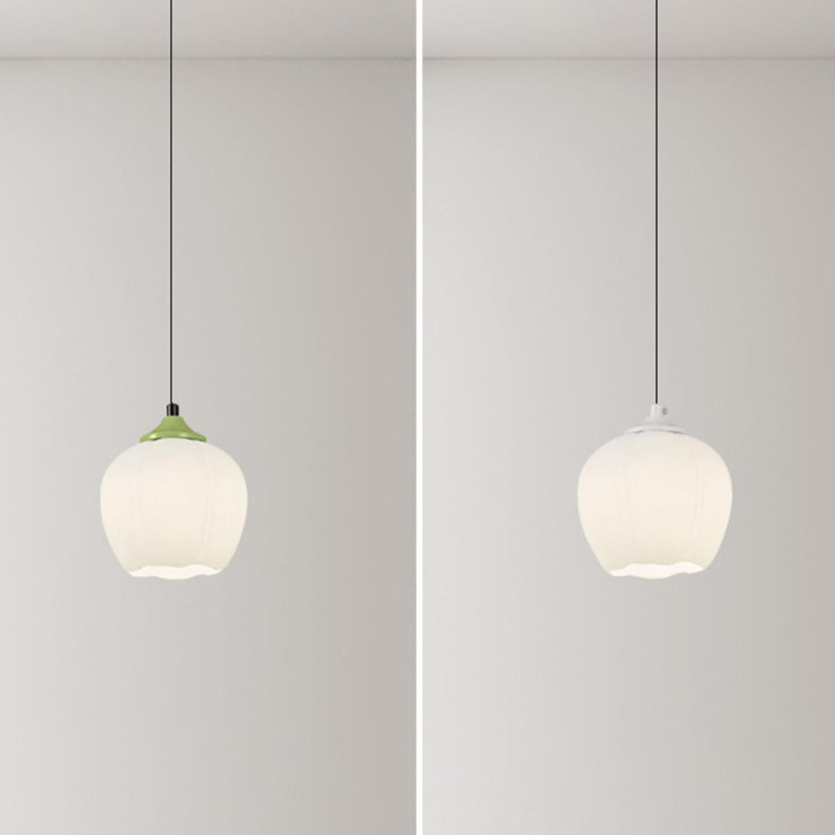 Modern Elegant Floral White Glass Pendant Light Image - 14