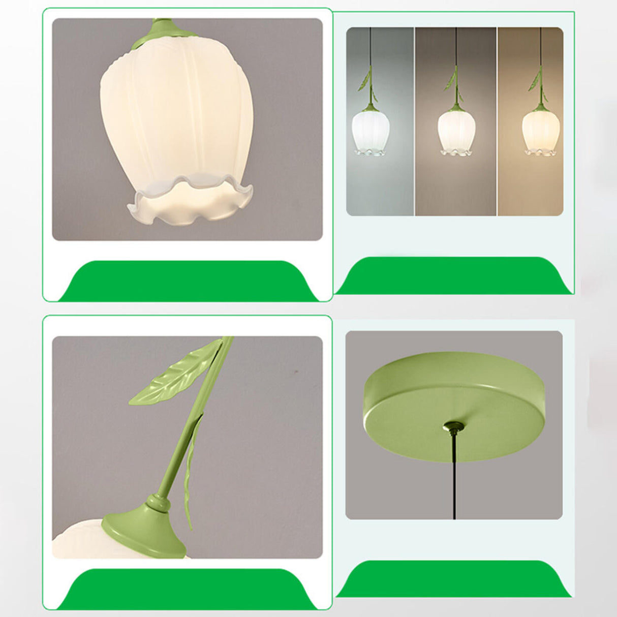 Modern Elegant Floral White Glass Pendant Light Image - 15