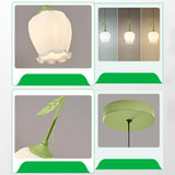 Modern Elegant Floral White Glass Pendant Light Image - 15