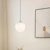 Modern Elegant Floral White Glass Pendant Light Image - 3