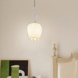 Modern Elegant Floral White Glass Pendant Light Image - 7
