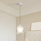 Modern Elegant Floral White Glass Pendant Light Image - 9