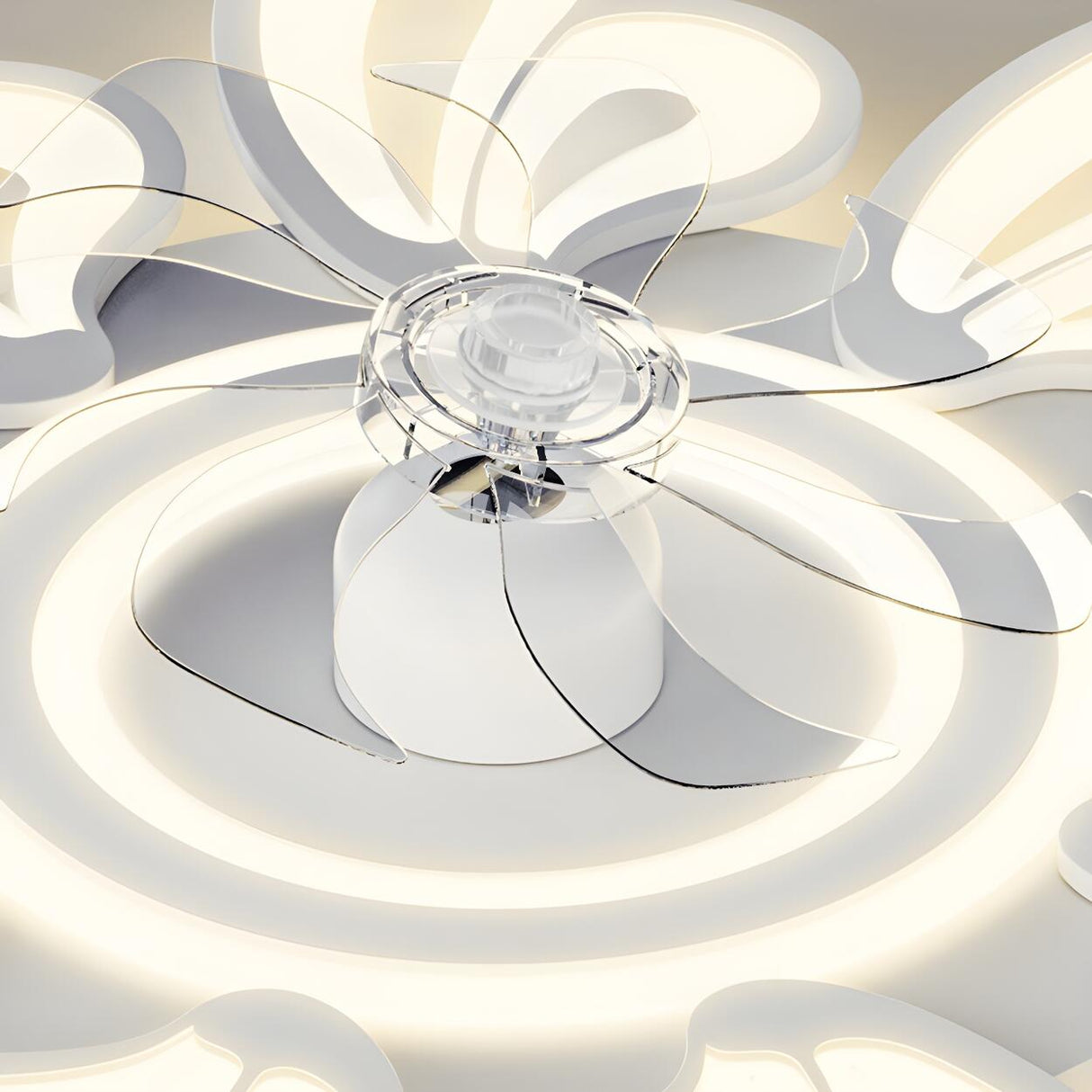 Modern Elegant Flower Remote Ceiling Fan with Light Image - 10