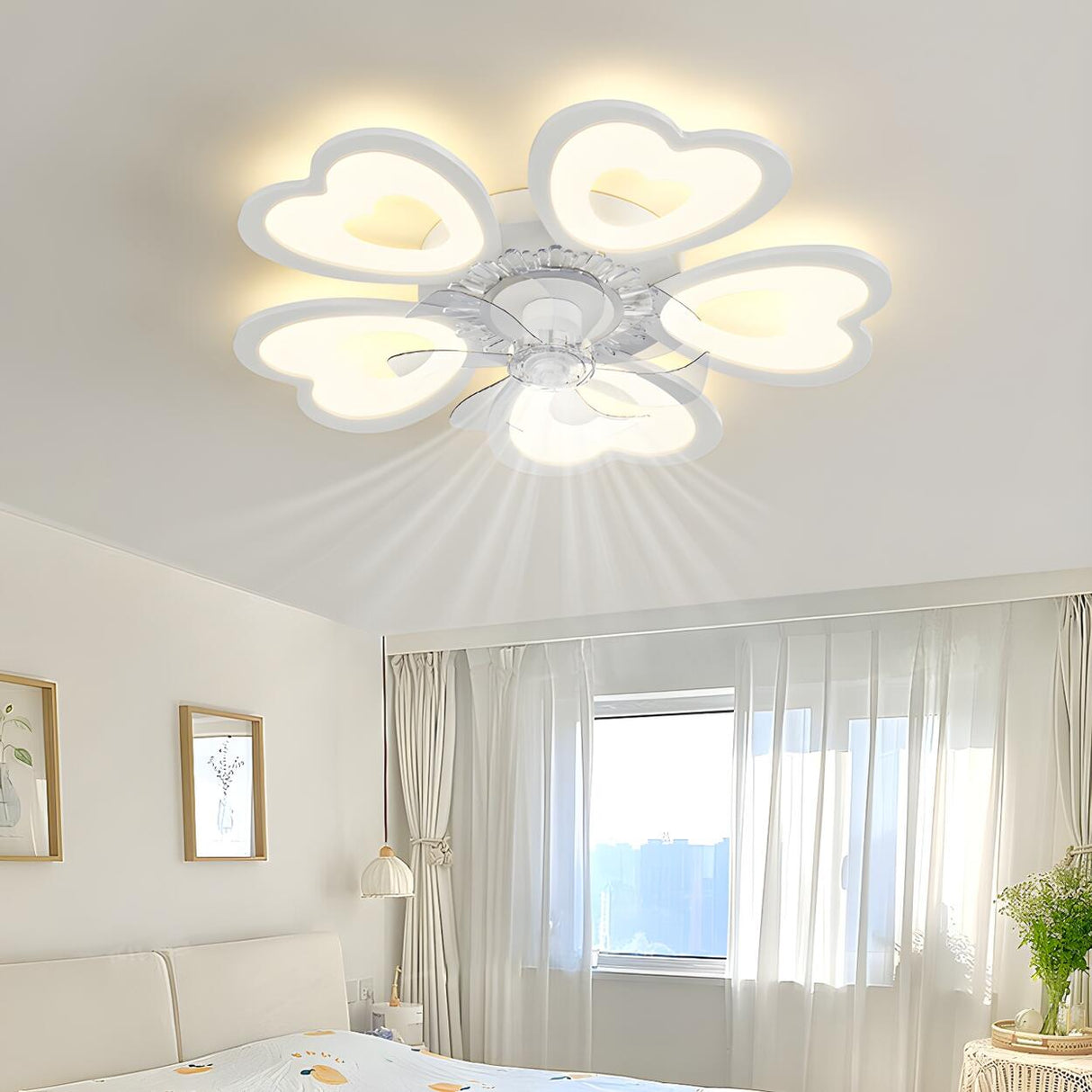 Modern Elegant Flower Remote Ceiling Fan with Light Image - 3