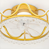 Modern Elegant Flush Crown LED Ceiling Fan with Light Image - 13
