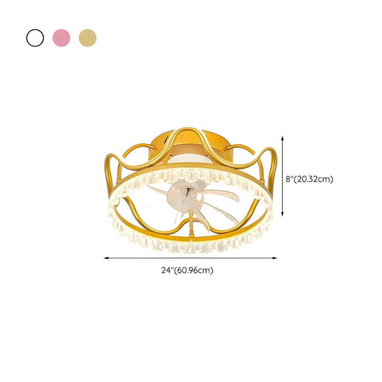 Modern Elegant Flush Crown LED Ceiling Fan with Light 