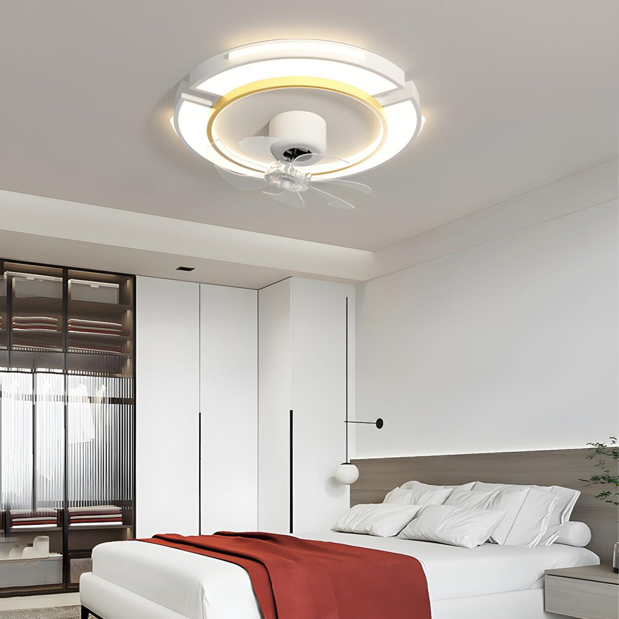 Modern Elegant Geometric Ceiling Fan with LED Light Image - 3