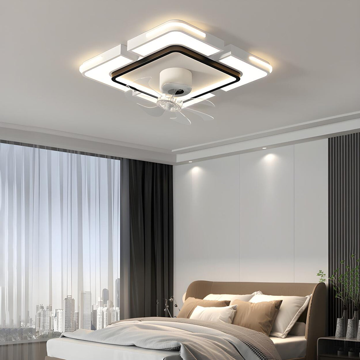 Modern Elegant Geometric Ceiling Fan with LED Light Image - 4