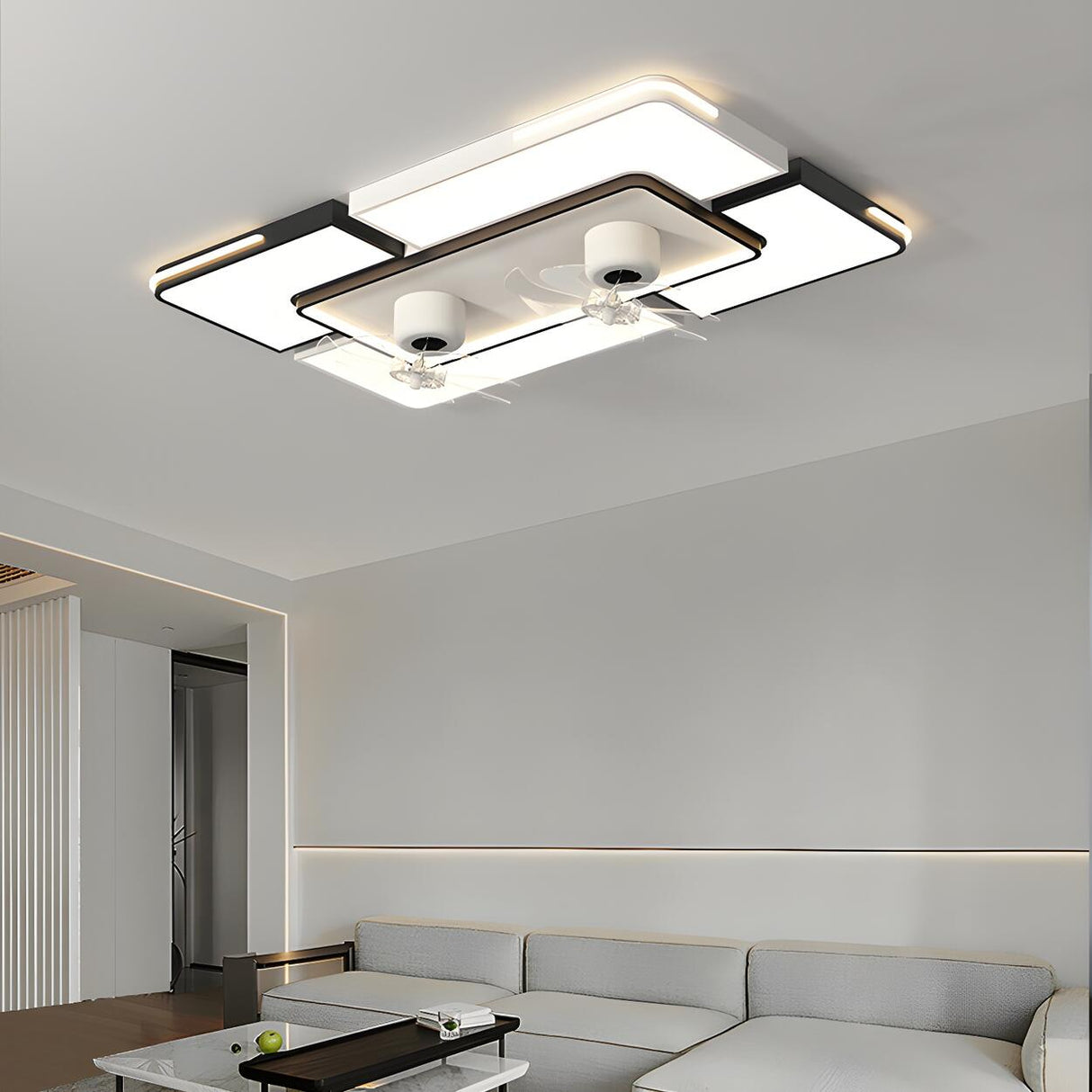 Modern Elegant Geometric Ceiling Fan with LED Light Image - 5