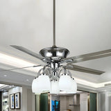 Modern Elegant Metal Flower Chandelier Fan with Light Image - 2