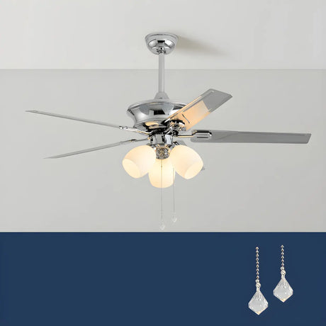 Modern Elegant Metal Flower Chandelier Fan with Light Image - 3