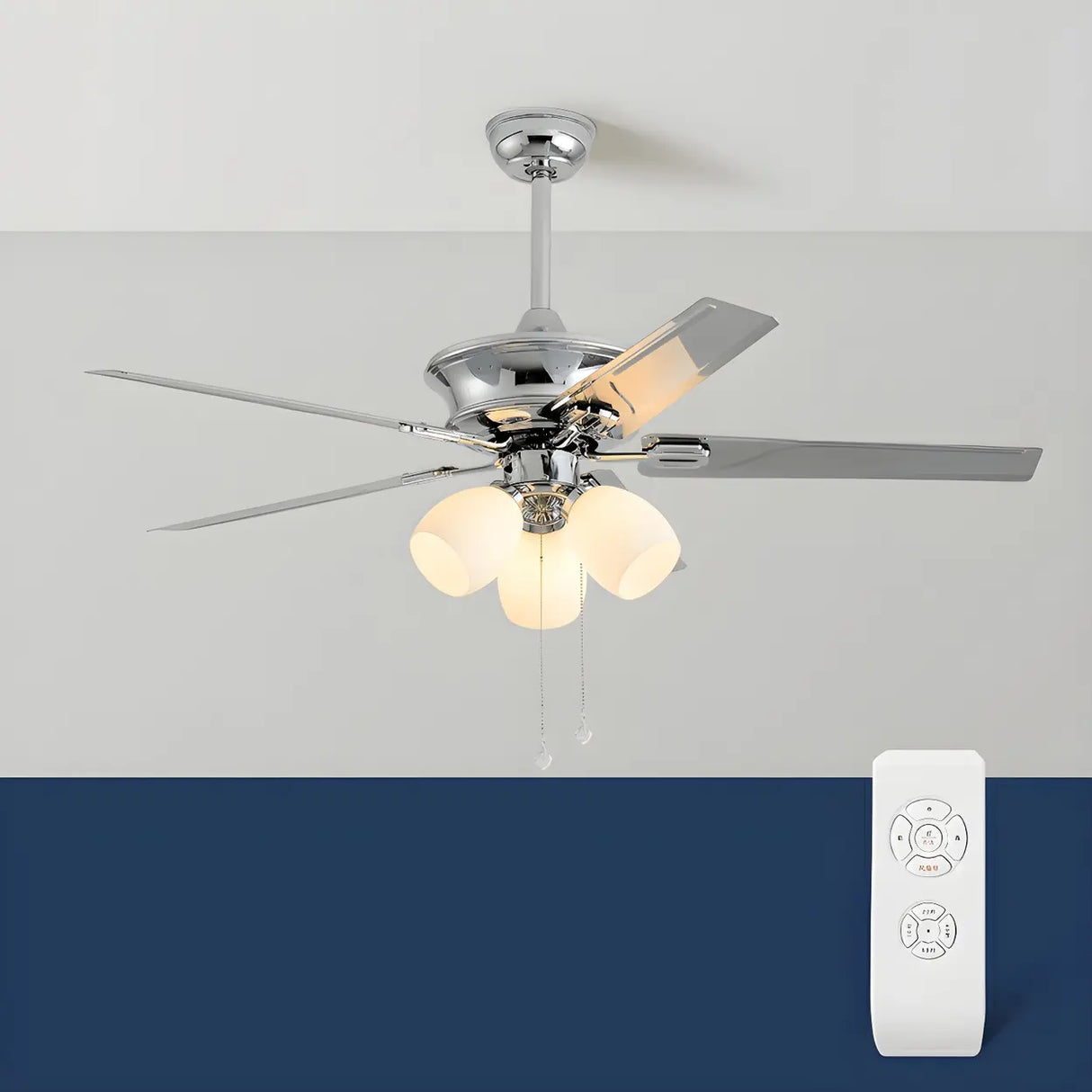 Modern Elegant Metal Flower Chandelier Fan with Light Image - 4