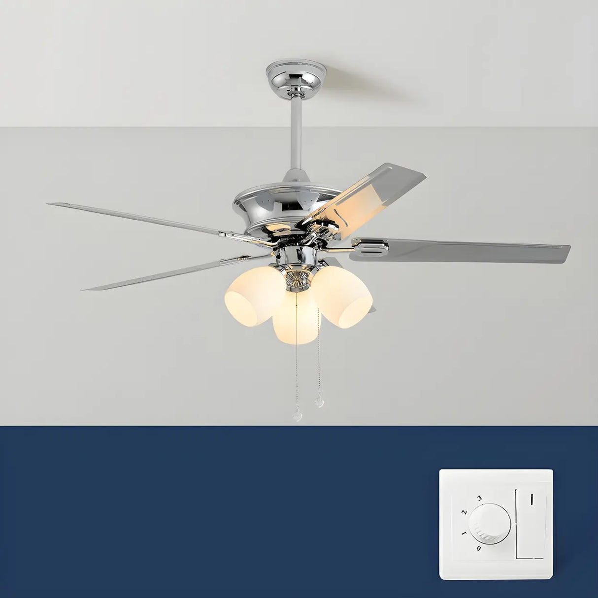 Modern Elegant Metal Flower Chandelier Fan with Light Image - 6