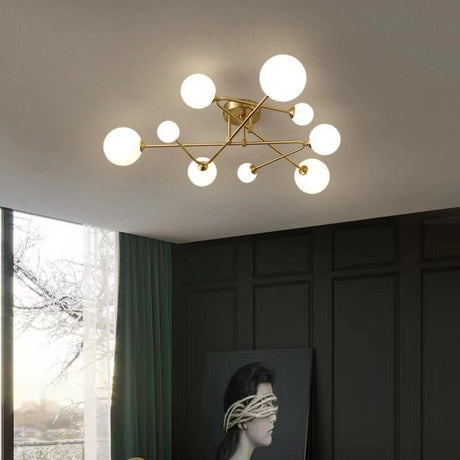 Modern Elegant Multi-Light Globe Semi-Flush Mount Light Image - 1