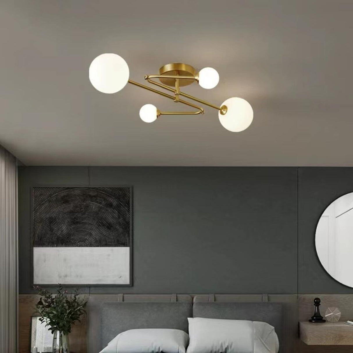 Modern Elegant Multi-Light Globe Semi-Flush Mount Light Image - 4