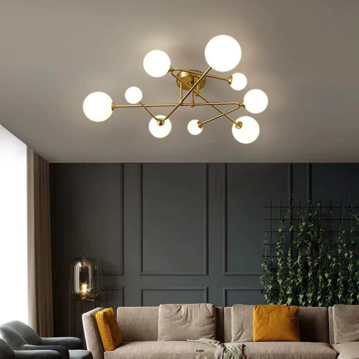 Modern Elegant Multi-Light Globe Semi-Flush Mount Light Image - 6