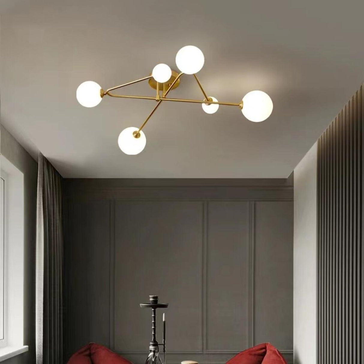 Modern Elegant Multi-Light Globe Semi-Flush Mount Light Image - 7