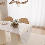 Modern Elegant White Stone Top Extendable Oval Dining Table Image - 8