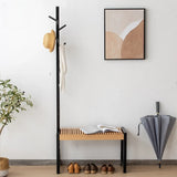 Modern Entryway Coat Rack Bench with Shoe Storage Seat Image - 4