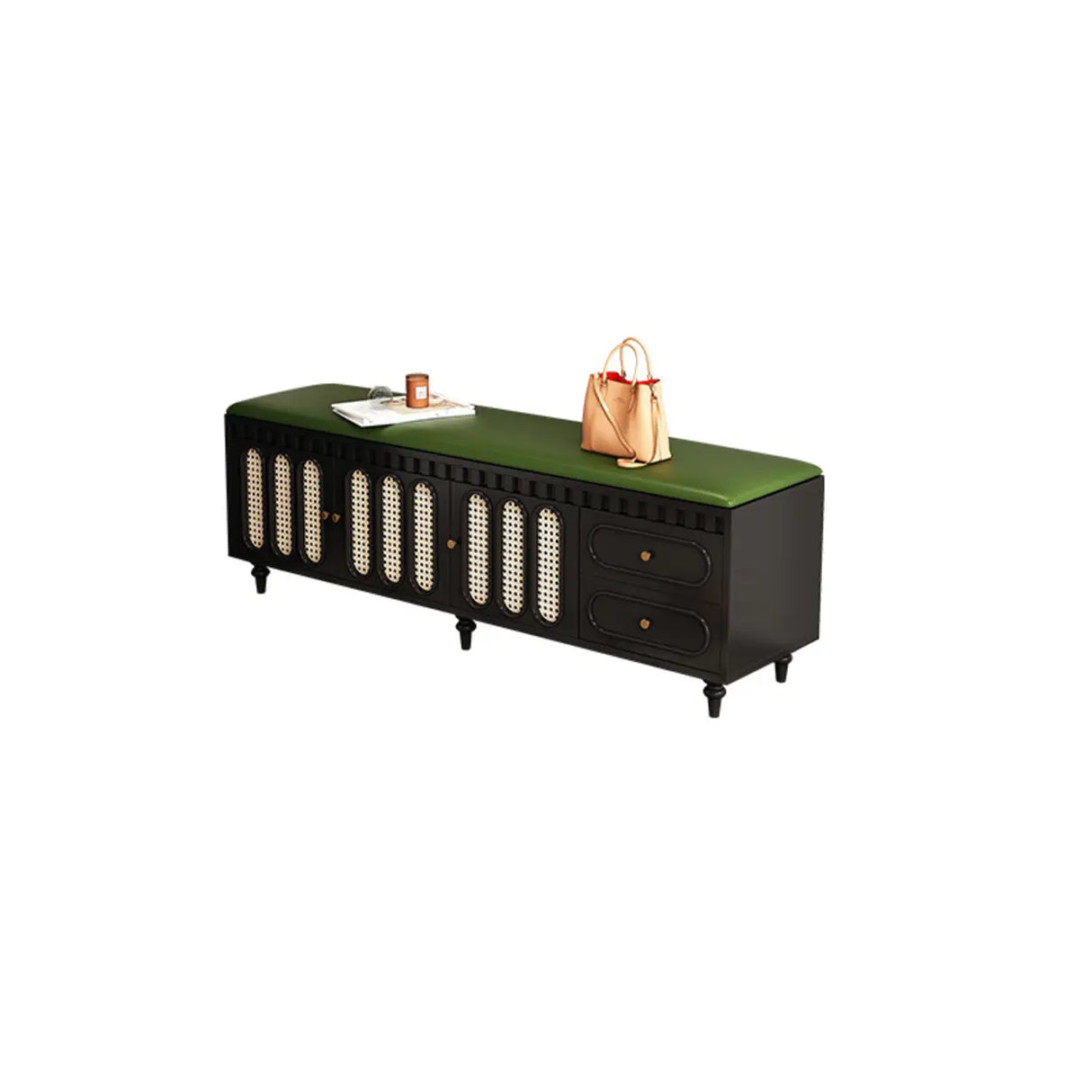 Modern Entryway Storage Bench with Cushioned Seat & Drawers Image - 5