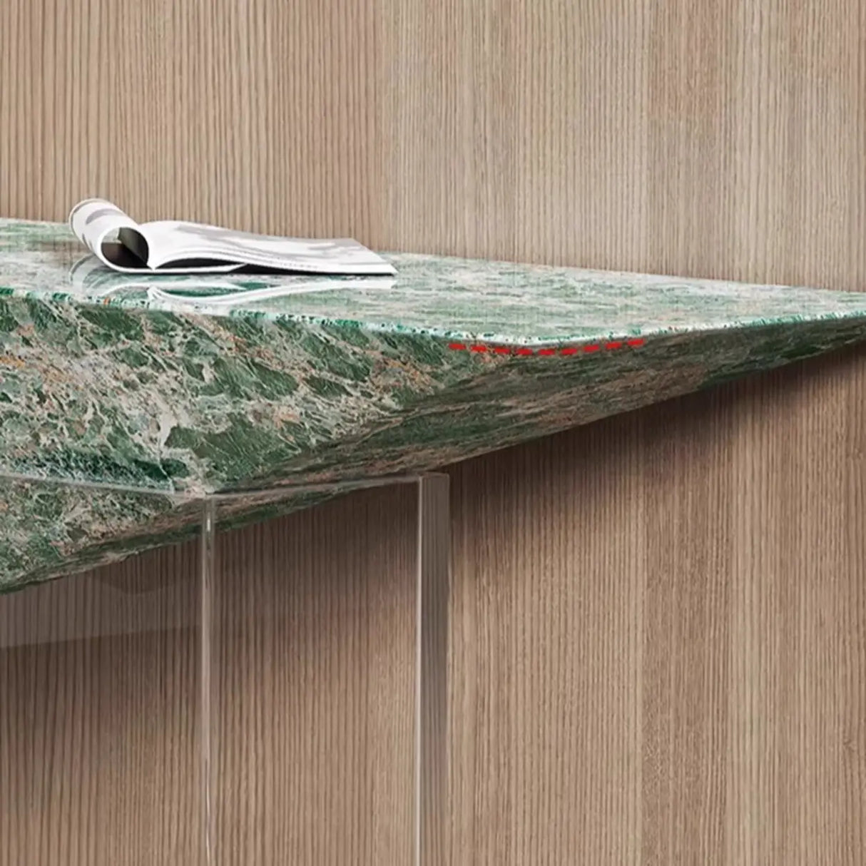 Modern Entryway Triangle Stone Clear Acrylic Base Console Table Image - 6