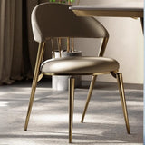 Modern Ergonomic Back Faux Leather Upholstered Dining Chair Image - 1