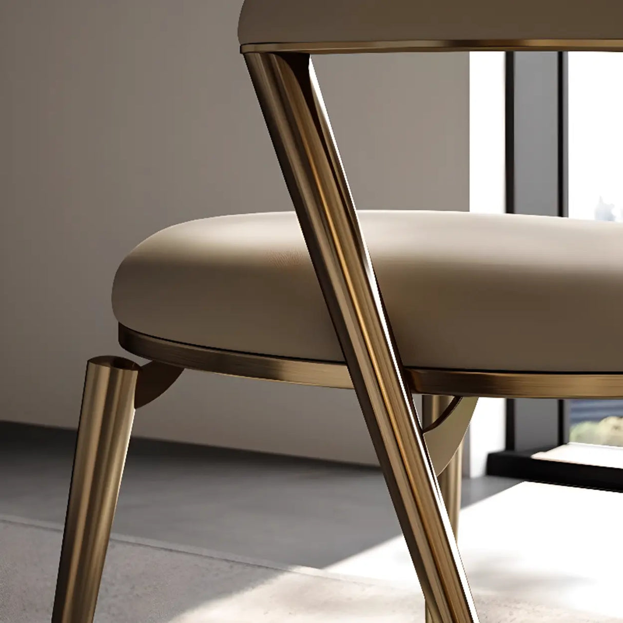 Modern Ergonomic Back Faux Leather Upholstered Dining Chair Image - 10