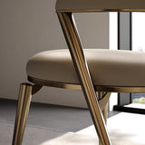 Modern Ergonomic Back Faux Leather Upholstered Dining Chair Image - 10