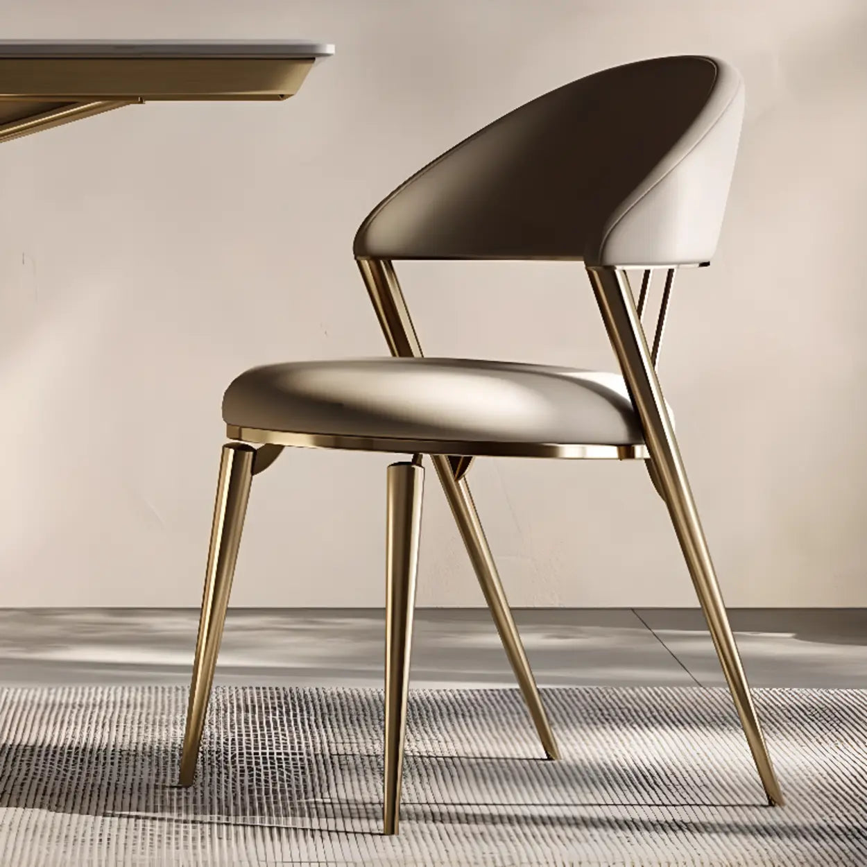 Modern Ergonomic Back Faux Leather Upholstered Dining Chair Image - 4