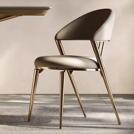 Modern Ergonomic Back Faux Leather Upholstered Dining Chair Image - 4