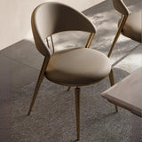 Modern Ergonomic Back Faux Leather Upholstered Dining Chair Image - 5
